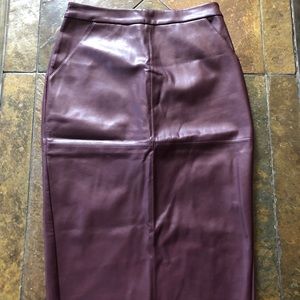 Express Leather Maroon Skirt